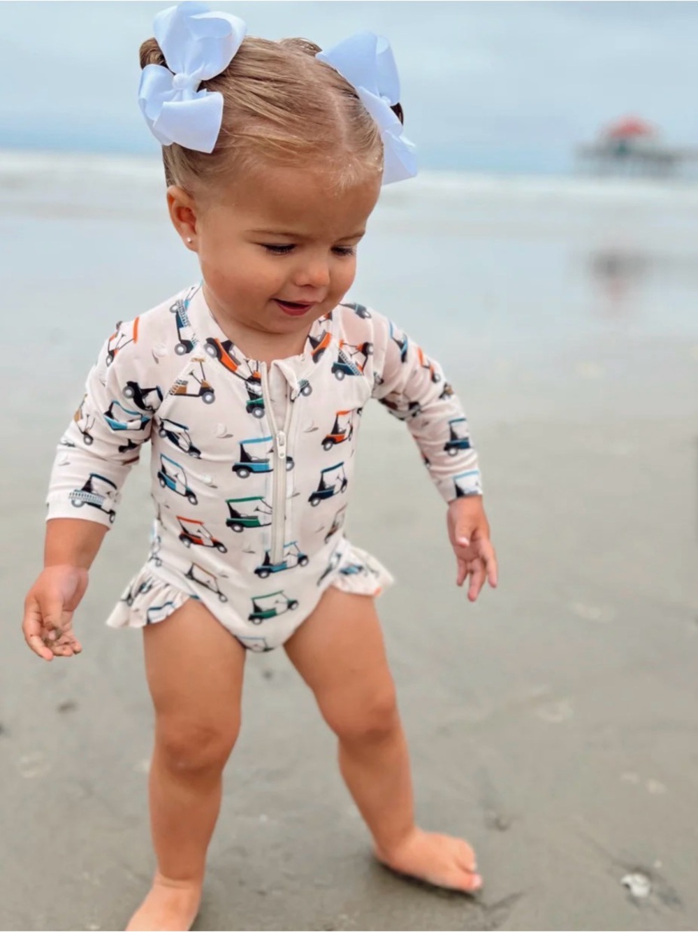 GOLF CART / SKIPPER RASHGUARD SWIMSUIT / UPF 50+ Size 6-12 month